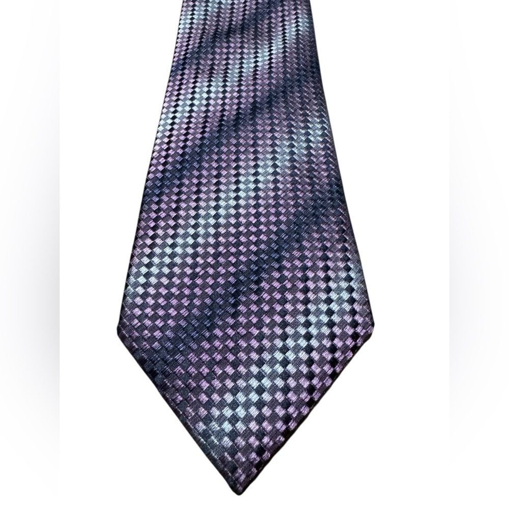 Bruno Marchesi 100% Silk Tie Hand Made Iridescent Purple Geometric